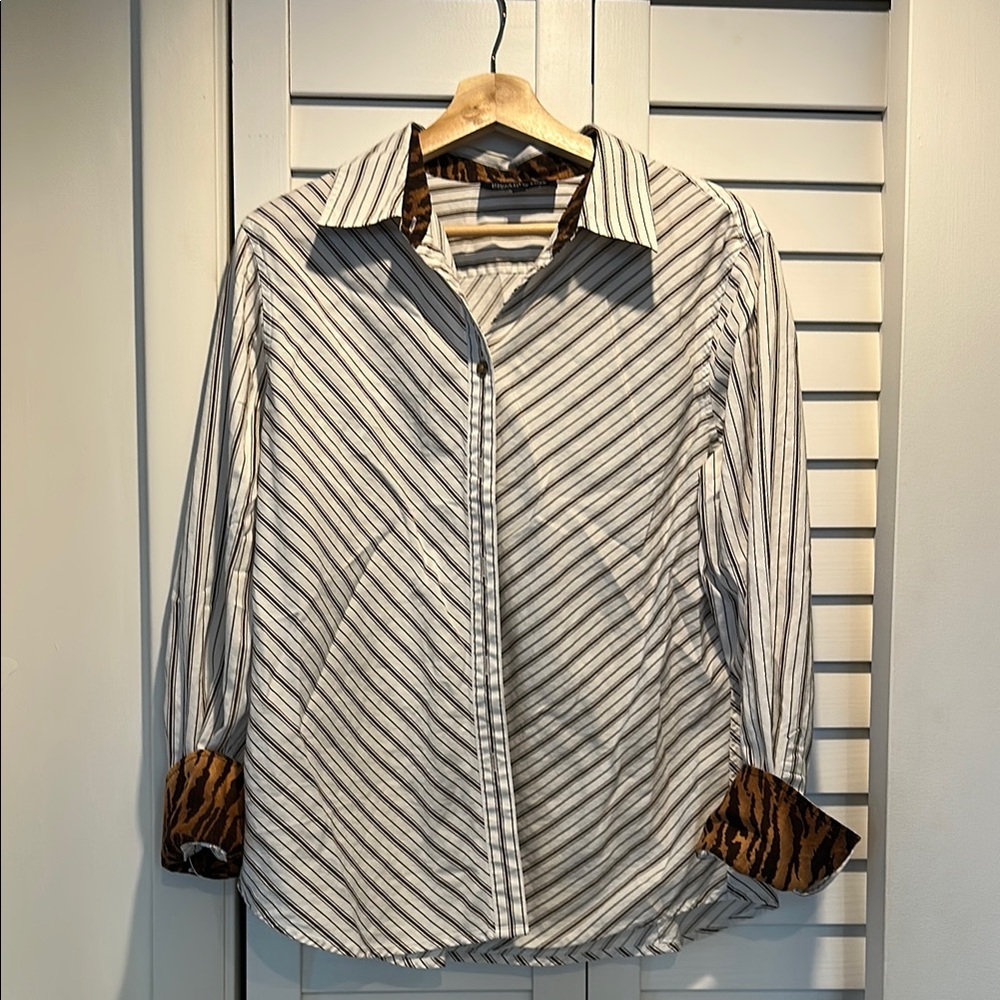 Jones New York Zebra Print and Striped Shirt